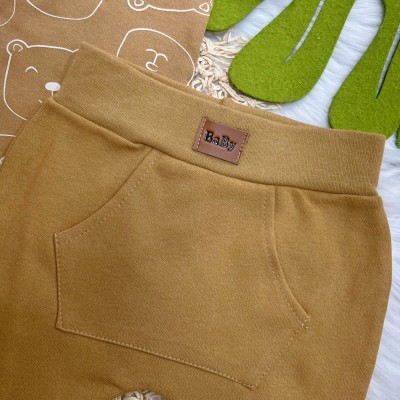 Conj. de Malha 3 peças - Bear Fofinho com Estrelinhas - Caramelo e Off White
